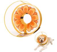Inflatable Dog Cone Collar with Enhanced Anti-Licking, Soft Neck Donut for Dogs Cats, Recovery Pet Cone Collar After Surgery for Large Medium Small Dogs (Yellow Flower, Large)