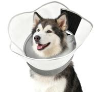 Inflatable Dog Cone with Transparent Shield, Protective Dog Donut Collar After Surgery Soft Donut Cone for Dogs, Gray, XL