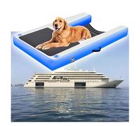 Inflatable Dog Ramp for Boat, Portable Dogs Floats for Lake with Pump/Rope/Repair Kit/Handbag, Reusable & Foldable PVC Non-Slips Floating Platform (Blue LxWxH 1x1.5x0.5M)