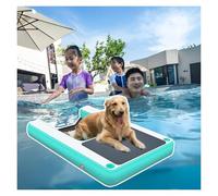 Inflatable Dog Water Ramp for Dock, 59in Floating Dog Pool Ladder Reusable & Foldable, with Pump, Large 2 Pack Pet Dock Platform for Swimming Pets Up to 231lbs(Green,2 pcieces)
