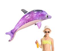 Inflatable Dolphin Seaside Beach - Purple Water Float Toy | Starry Dolphin Marine Animal Pool Float For Kids | Thick PVC Amusement Swimming Ring For Outdoor Beach & Indoor Play