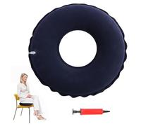 Inflatable Donut Cushion Seat, 14.96*14.96 in Round Air Cushion for Pressure Relief, Flocking Rubber Rings for Adults Elderly Prevent Bed Sores Hemorrhoid Tailbone Bottoms Pain Relief, with Air Pump