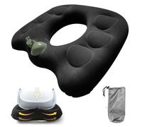 Inflatable Donut Hemorrhoid Seat Cushion - 1 Pack Inflatable Cushions To Sit On, Ring Seat Cushions for Hemorrhoids, Wheelchair, Pressure Relief, Bed Sores, Pregnancy & After Surgery Sitting(Black)
