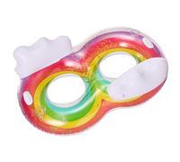 Inflatable Double Ring Float - 2 Person Swimming Ring | Double Pool Lounger Ring | Double Inflatable Pool Ring | 2" Rainbow Swim Ring | Duo Water Ring, Glitter Swim Floating for Family Reunion