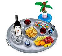 Inflatable Drink Floats for Swimming Pool, Hot Tub, Lake, and Ocean, Floating Tray for Snacks, Cocktails, Beer, Wine, Summer Accessories for Adults (with Drink Holder)
