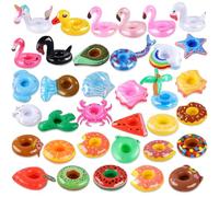 Inflatable Drink Holder, 35 Pack Drink Floaties for Pool, Pool Drink Floats for Hawaii Themed Pool Parties Cute Flamingo Inflatable Cup Holders Coasters