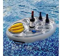 Inflatable Drink Holder, Pool Tray, Floating Tray, Bottle Holder with 8 Holes, 2-in-1 Drinks and Snack Holder, Floating Coasters, Pool Bar, Pool Drink Holder for Children, Families, Pool Parties