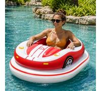 Inflatable Electric Pool Bumper Boat, Motorized Pool Float for Adults, 360° Steering, 2-4 km/h Speed, Supports Up to 265 Lbs, Pool Boat for Summer Parties & Family Gatherings Red-2batteries