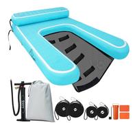 Inflatable Elevated Dog Boat Ramp, Dog Pool Ramp for Docks & Lakes, Non-Slip On Dog Dock with Booster Step, Floating Ladder for Large Pets Up to 240lbs Climb Out of Water