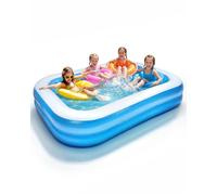 Inflatable Family Paddling Pool for Kids and Adults, Large 2M Rectangular Garden Swimming Pool, 2 Independent Air Chambers, 0.4mm Thickened PVC, Leak-Resistant, Easy Setup for Outdoor Summer Fun