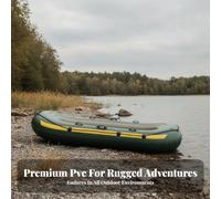 Inflatable Fishing Boat Portable Dinghy Raft Kayak With Tough PVC Ribbed Base Raised Side Chambers Easy Grip Handles Compact Stable Ride suitable, Two-person Boat - Set
