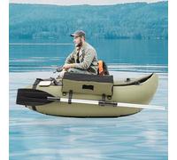 Inflatable Fishing Boat up to 286.6 lbs Foldable Float Tube with Paddle 90-180 Backrest Adjustable Angle for Fishing Lake and Stream Outdoor Activities-Green