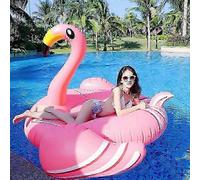 Inflatable Flamingo Shape Floating Mat with Swimming Ring, Floaty Size: 190 x 200 x 130cm, for Water Fun
