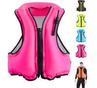 Inflatable Float Jacket Easy to Use Fast Inflation Design with Portable Air Nozzle for Swimming Kayaking Snorkeling Diving Water Sports Use(Pink)