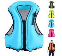 Inflatable Float Jacket Easy to Use Fast Inflation Design with Portable Air Nozzle for Swimming Kayaking Snorkeling Diving Water Sports Use(Blue)