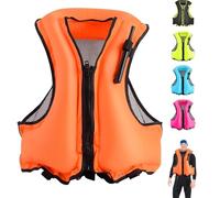 Inflatable Float Jacket Lightweight Design Only 3 Breaths Needed with Foldable Portable Fit for Swimming Kayaking Snorkeling Diving Water Sports Use(Orange)