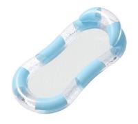 Inflatable Floating Bed Oval Pool Lounger Float Chair Water Hammock Mesh Seat Clear PVC With Glitter Accents Stable Valves Suitable for adults cooling, Blue, Adult 95-160 Lbs