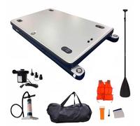 Inflatable Floating Dock 2M/1.5M, Fishing Dock,Thickened PVC Non-Slip Deck,Multi-Dock Connection, Floating Dock/Raft for Pool, Beach, Lake, River Activities,Includes All Accessories