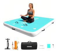 Inflatable Floating Dock, 6/8/10ft Swim Platform Floating Dock for Lakes, Non-Slip Air Dock Platform for Adults, Air Dock Platform with Detachable Ladder&Portable Carrying Bag, for Pool Beach Ocean