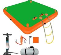 Inflatable Floating Dock Air Dock Platform, Inflatable Water Mat,Inflatable Dock Floating Platform for Lake,Non-Slip Air Dock Platform with Detachable Ladder for Pool Beach Ocean(C,2.4Mx1.8M)