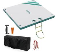 Inflatable Floating Dock for Lakes, 1.8 x 1.5m Air Dock Platform & Floating Raft, Pool Inflatables for Adults, Multi-Person Swim Water Mat with Pump & Ladder, Non-Slip Floating Mattress