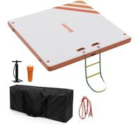 Inflatable Floating Dock for Lakes - 3x1.8m Multi-Person Air Dock & Floating Raft, Non-Slip Swim Water Mat with Pump & Ladder, Portable Pool Inflatables for Adults - Orange