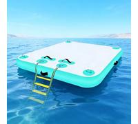 Inflatable Floating Dock Island for Pool Lake & Beach - Multi-Person Air Platform with Pump & Storage Bag - Perfect for Summer Fun & Water Activities
