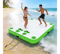 Inflatable Floating Dock Platform, Inflatable Swim Platform 6 Inch Thick with Hand Pump and Rope for Swimming Pool Lake Beach Ocean,Green,5.9x7.8ft