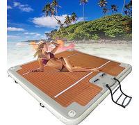 Inflatable Floating Dock Platform with Non-Slip Pad and Air Pump for Lakes, Pools, Beaches, and Oceans
