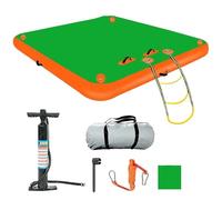 Inflatable Floating Dock - Thick Extra Wide Pool Float with Detachable Ladder & Air Pump, Heavy-Duty Non-Slip Air Platform, Includes Carry Bag for Swimming & Water Activities