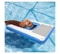 Inflatable Floating Dog Ramp, Heavy Duty Pet Ladder for Dock Lake Boat, Foldable Pool Exit with Anti Slip Pad and Weighted Mesh Step