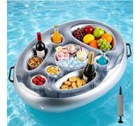 Inflatable Floating Snack and Drink Holder, 71x56cm Large Capacity PVC with 8 Holes and Handles, Inflatable Drinks Holder, Pool Float Tray for Pool Parties, Beach, Hot Tub, Outdoor Summer Gatherings
