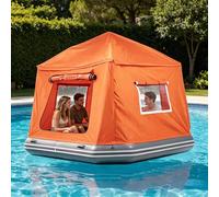Inflatable Floating Tent, Outdoor Inflatable Pool Float Canopy, Tanning Lounger with Pump & Repair Bag, Easy-Inflate Portable Shade for Pool Lake River