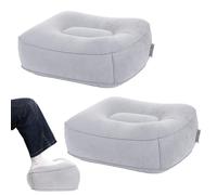 Inflatable Foot Rest for Airplane Travel & Office, Portable Leg Rest Pillow, Elevating Feet for Economy Flight, Home Desk, Car Use - Grey(2Pcs)