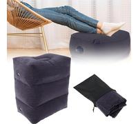 Inflatable Foot Rest for Plane, Travel Foot Rest for Airplanes 3 Layer Height Adjustable Inflatable Footrest Pillow Kids Flight Essentials Portable Foot Cushion for Cars Travel Office (Dark Blue)