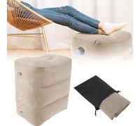 Inflatable Foot Rest for Plane, Travel Foot Rest for Airplanes 3 Layer Height Adjustable Inflatable Footrest Pillow Kids Flight Essentials Portable Foot Cushion for Cars Travel Office (Grey)