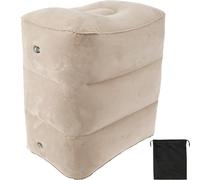 Inflatable Foot Rest Pillow, 3 Layer Height Adjustable Inflatable Airplane Footrest for Kids, Portable Chair and Leg Rest Pillow with Storage Bag, Multi-Purpose Travel Accessory for Office, Home, Car