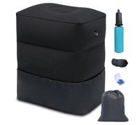 Inflatable Foot Rest Pillow, Airplane Travel Pillow, Multifunctional Adjustable 3 Layers Height Foot Rest, Airplane Travel Essentials Great for Office, Home and Any Journey﹙with Pump﹚