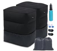 Inflatable Foot Rest Pillow, Airplane Travel Pillow, Multifunctional Adjustable 3 Layers Height Foot Rest, Airplane Travel Essentials Great for Office, Home and Any Journey﹙with Pump﹚