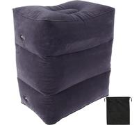 Inflatable Foot Rest Pillow for Plane 3 Layers Adjustable Heights Leg Rest Cushion with Storage Bag Inflatable Footrest Portable Inflatable Airplane Footrest Airplane Travel Essential (Dark Blue)