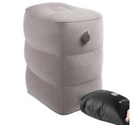 Inflatable Foot Rest Pillow with Fast Air Pump Bag (6s) - 450 g Lightweight, Adjustable Height 17-44 cm, Airplane Footrest for Travel in Car, Train, Office, for Kids & Adults, 100 kg Capacity (grey)