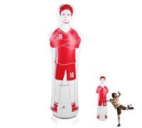 Inflatable Football Training Dummy, 40 x 160cm/15.75 x 62.99in Soccer Dummy Goalkeepr Air Mannequin Free Kick Defender for Children Adult(Red)