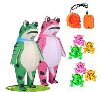 Inflatable Frog Costume, Blow up Frog Costume Adult, for Kid and Adult,Halloween Cosplay Outfit, with Air Pump (2pcs Green+Pink,S+M)