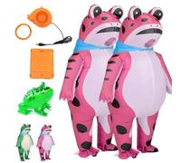 Inflatable Frog Costume Inflatable Blow Up Suit for Adults Fun Full Body Frog Fancy Dress for Halloween Cosplay Party(Pink*2)
