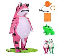 Inflatable Frog Costume, Inflatable Frog Costume Adult, Frogs Costumes with Air Pump for Halloween, Birthday & Party Events (Pink,XXL-74.8IN)