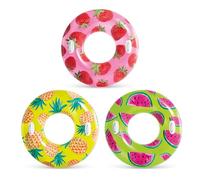 Inflatable Fruit Swimming Ring Float 107cm / 42 Inch Pool Tube with Handles Watermelon Strawberry Pineapple Design Summer Lilo Holiday Beach Adults Kids (Watermelon)