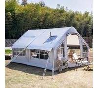Inflatable Glamping Tent 6-8 Person with Pump, 4-Season & Stove Jack | 385x260x200cm interior with stove jack and 12cm PVC air columns for safe, stable year-round camping
