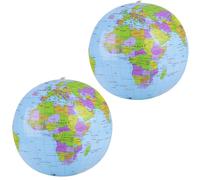 Inflatable Global World Globe,2 PCS Globes of Earth Globe for Kids Educational Geographic PVC Globe Ball for School Beach and Pool Play Interactive Learning for Children Inflatable Play Ball