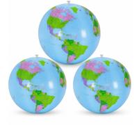 Inflatable Globe for Kids, 3 Piece Set World Map, Educational Geography Toy for Children, Inflatable World Globe Set for Learning Countries, Continents and Oceans, Classroom & Home Learning