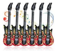 Inflatable Guitar, Pack of 6 Guitar Inflatable Skirt, Air Guitars for Inflating for Music Party, Birthday, Decoration, Photo Booth, 80s, 90s, Carnival